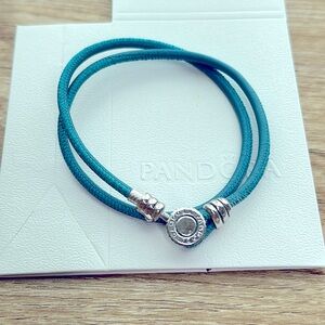Pandora Blue Double Leather Bracelet Size - D2